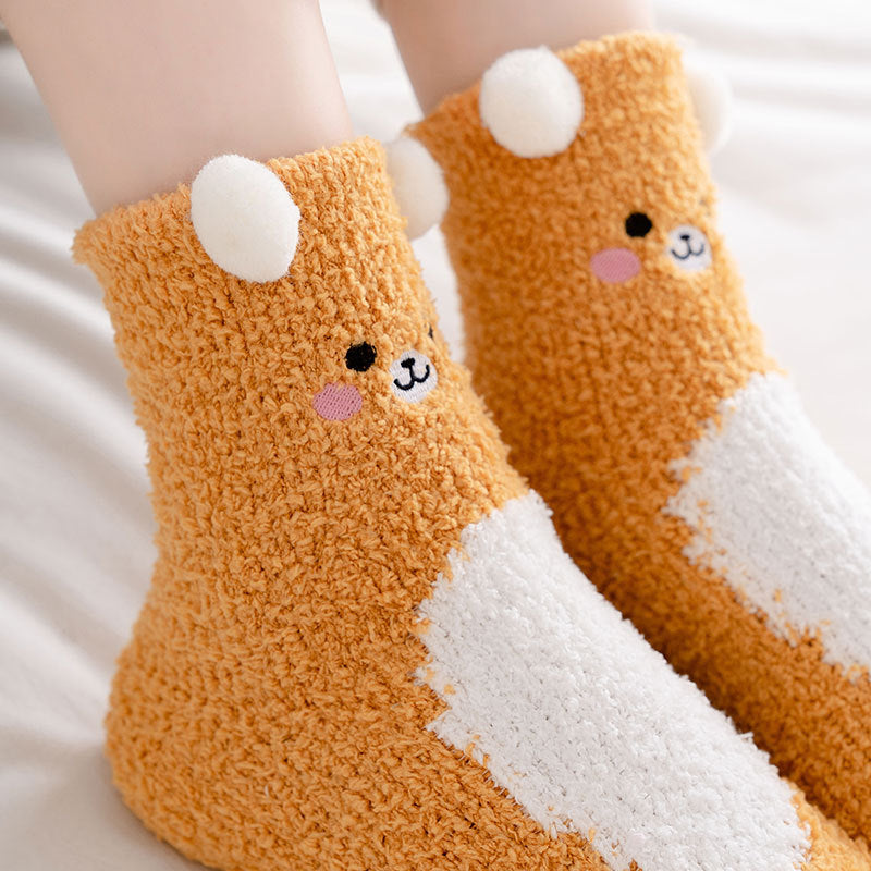Coral Fleece Warm Socks Women's Cartoon Thickening