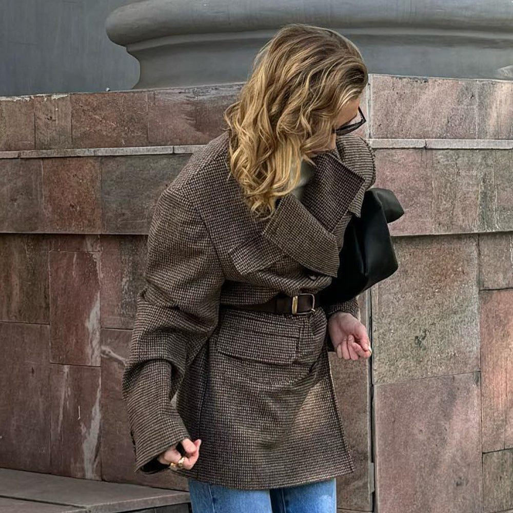 Women's Mid-length Double-breasted Coat British-style Jacket
