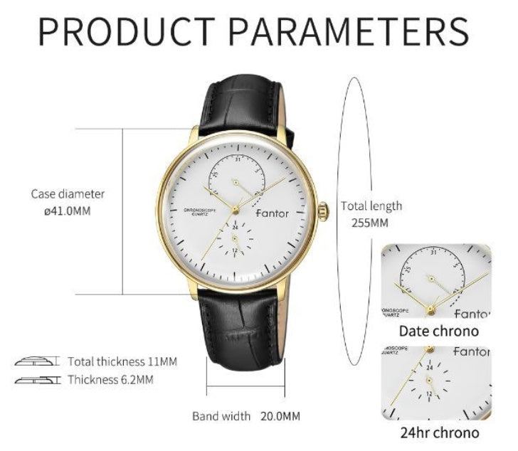 Waterproof super thin men's simple leather watch