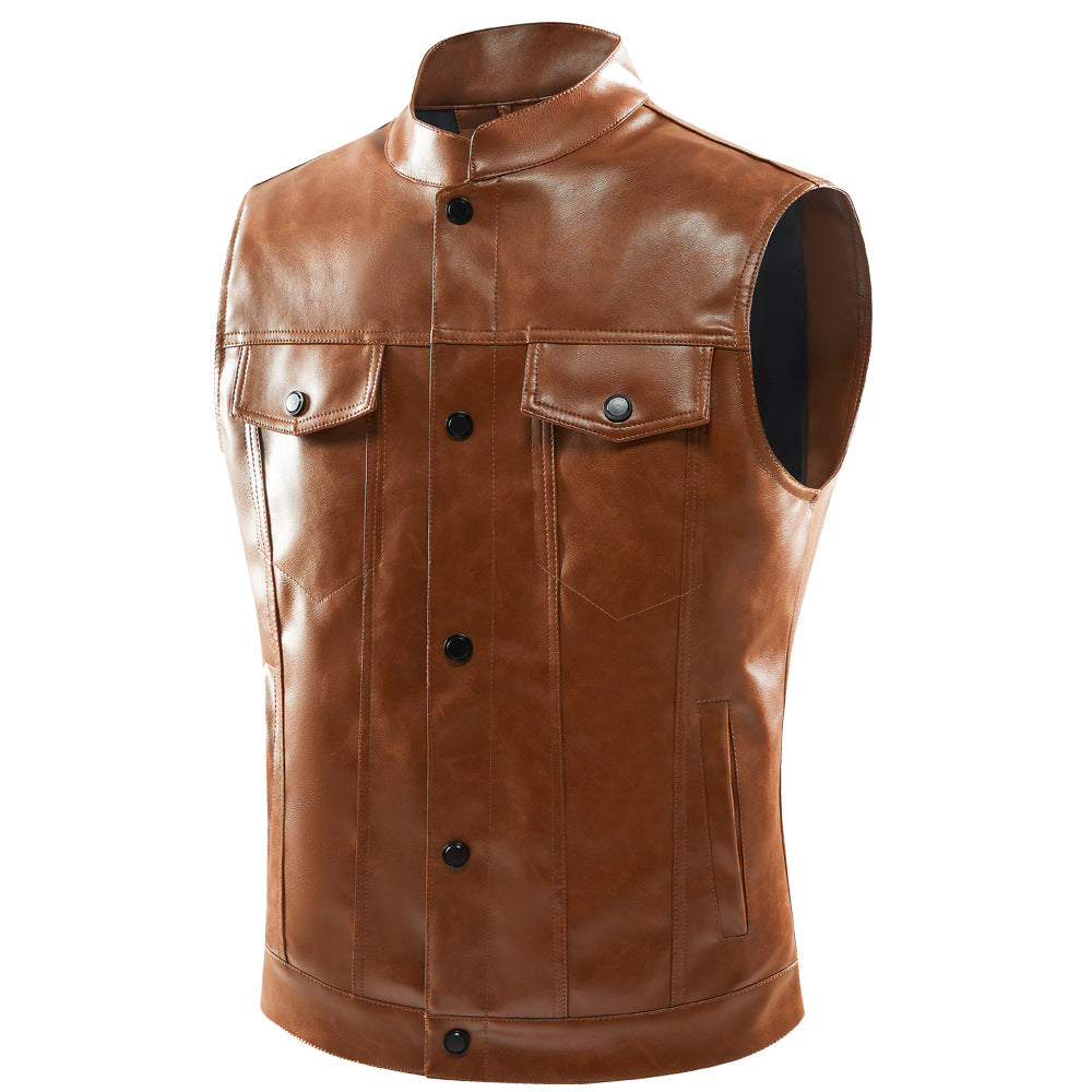 Men's Casual Multi-pocket Stand Collar Vest Coat