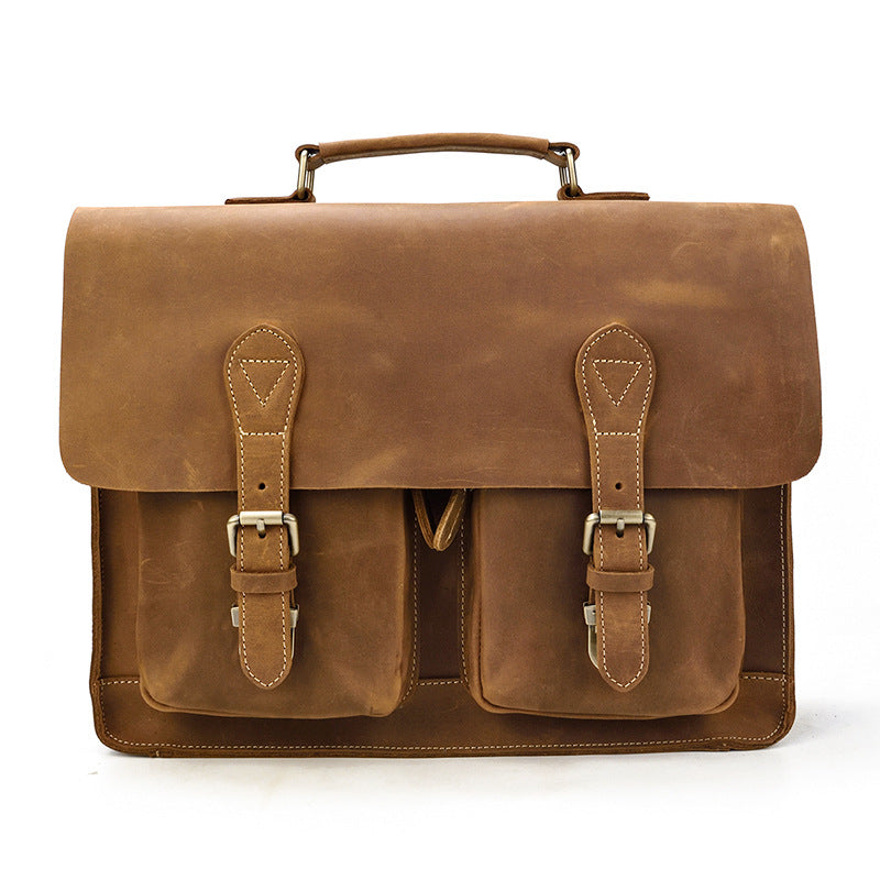 Men's Fashion Personality Leather Retro Portable Briefcase