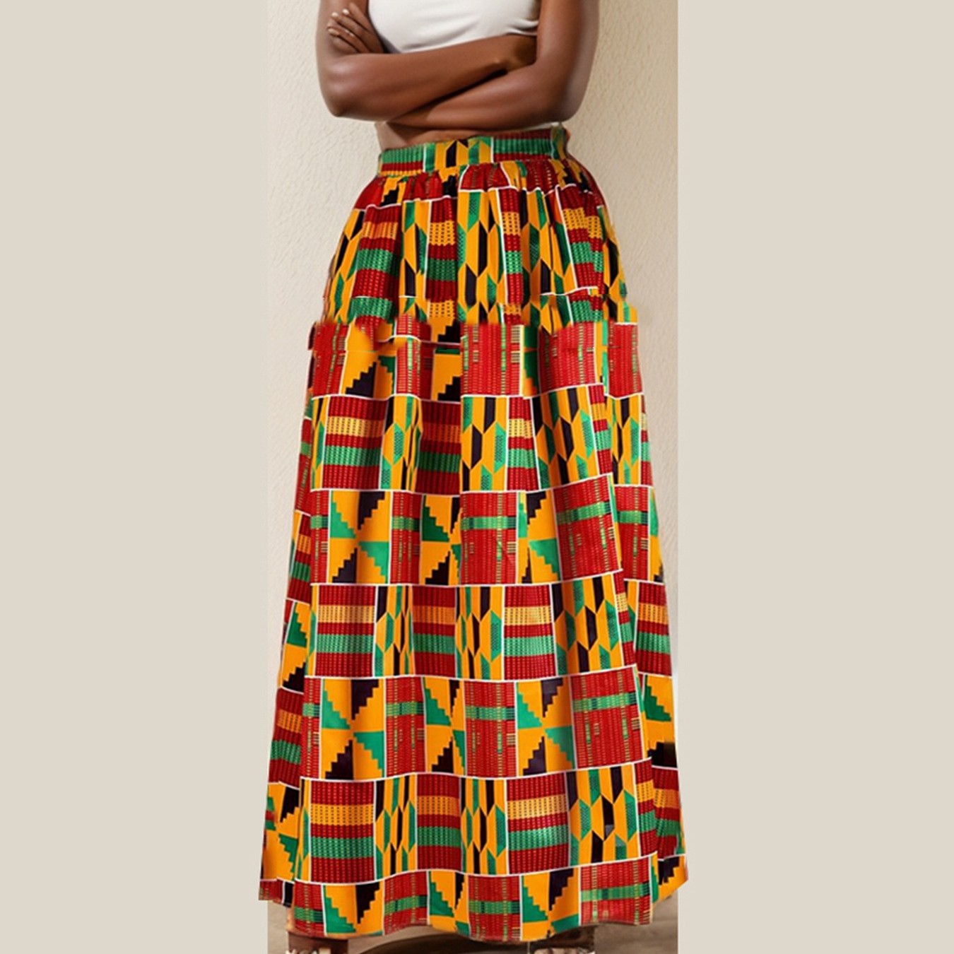 print A-line Skirt With Pockets