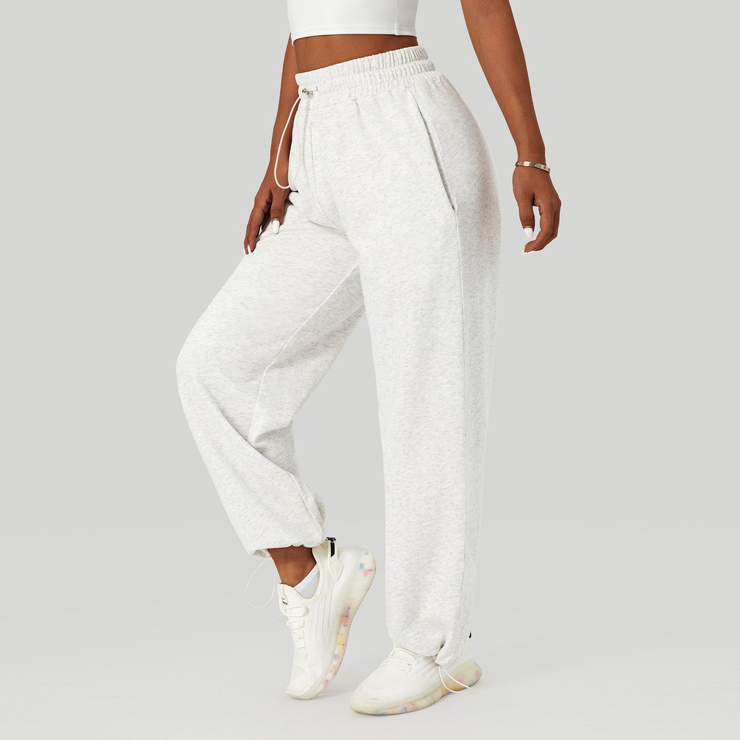 Autumn And Winter Drawstring Loose Bound Sports Pants For Women