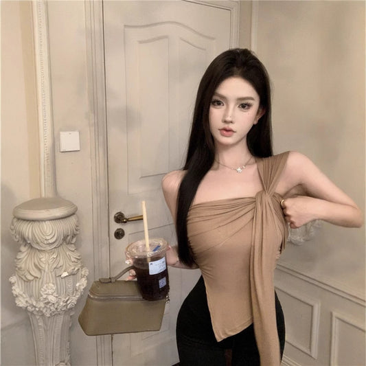 Spicy Girl Style Cropped Irregular Off-the-Shoulder Camisole For Women