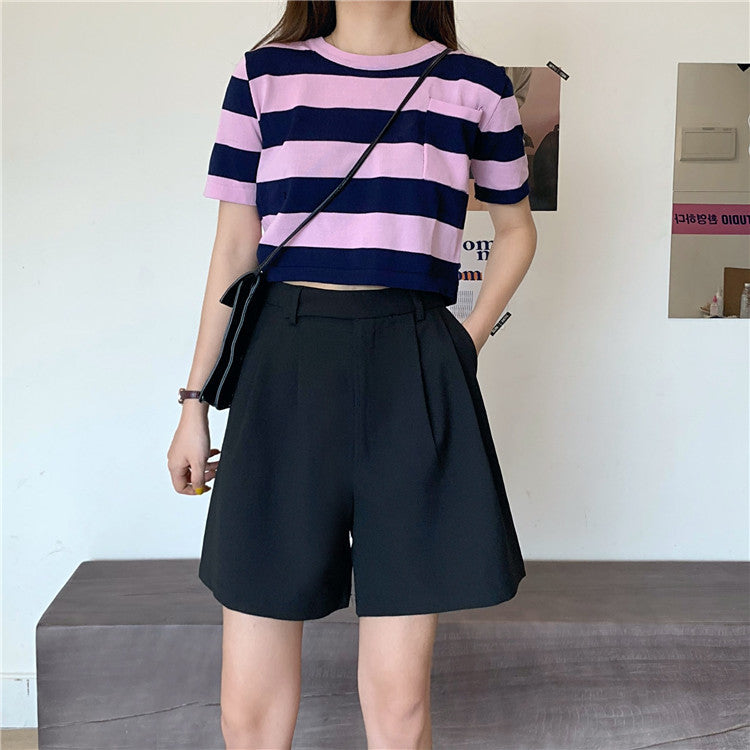 Suit casual five-point pants high waist slim shorts