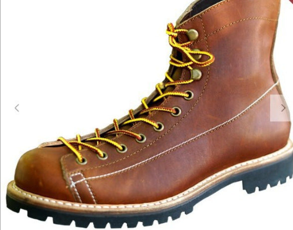 Stitched High-top Round Toe Men's Spring Square Heel Shoes