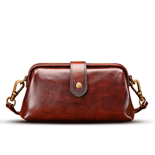 New First Layer Cowhide Hand Niche Shoulder Messenger Bag