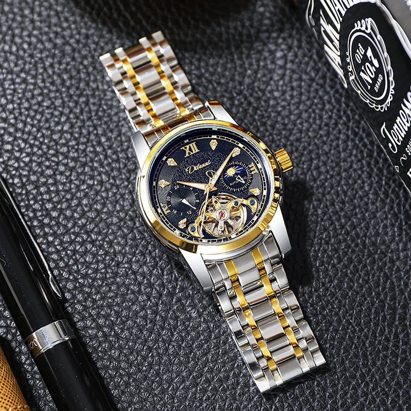 Luminous Sun Moon Star Function Men's Mechanical Watch