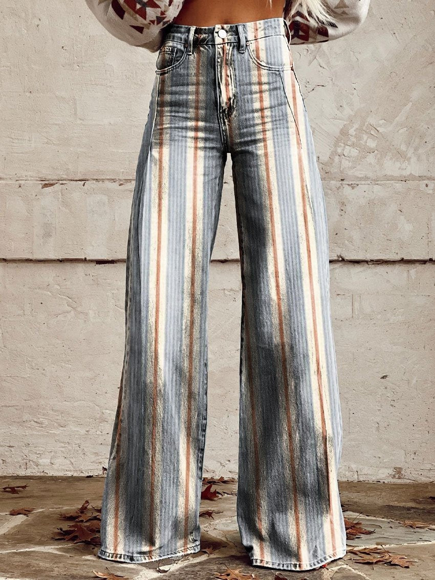 Thin Anti-3D Trendy Bell-bottom Pants Women's Denim Wide-leg Pants