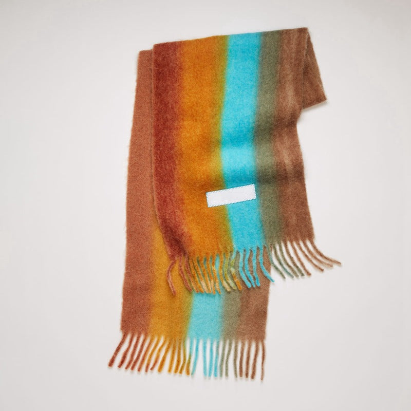 Imitation Cashmere Fashion Personality Gradient Warmth Outdoor Dual-use Shawl