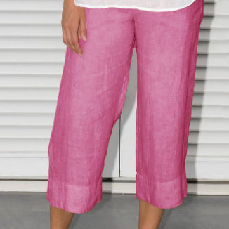 Solid Color Cotton And Linen Women's Simple Loose Casual Cropped Pants