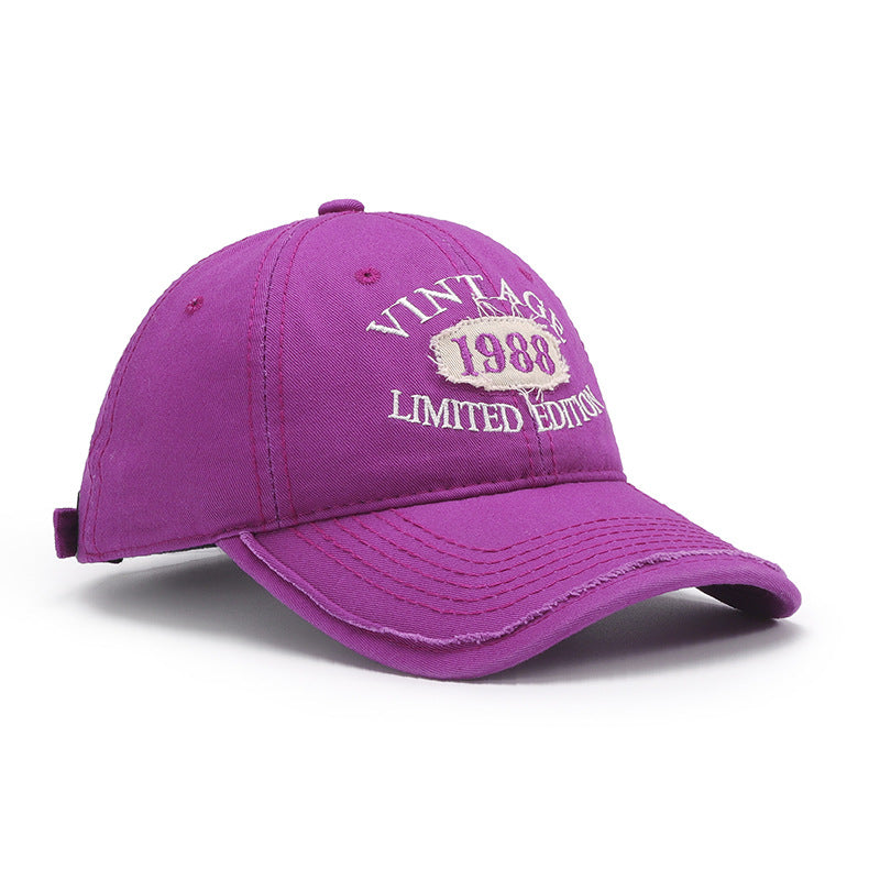 Spring New Big Head Circumference Letter Embroidery Women's Face-looking Small Peaked Cap