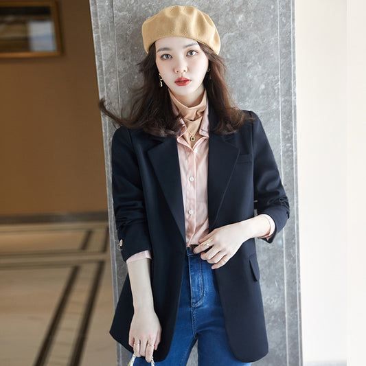 One Button Viscose Lapel Temperament Commuter Brown Solid Color Suit