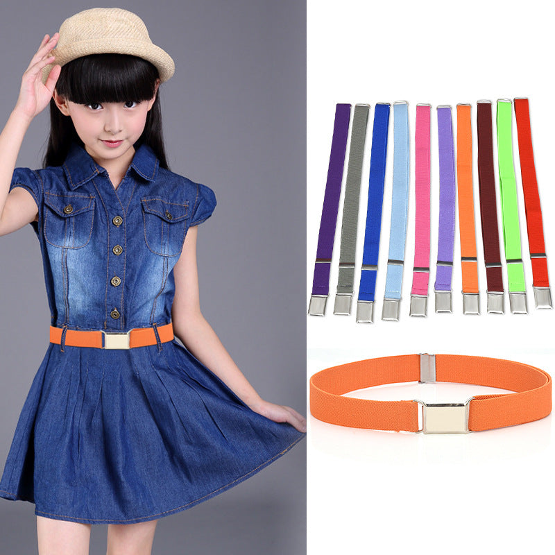 Boys And Girls Elastic Band Monochrome Pants Belt