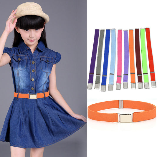 Boys And Girls Elastic Band Monochrome Pants Belt