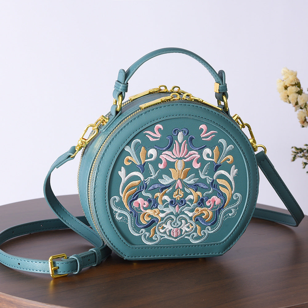 Literary Shoulder Bag National Style Small Crossbody Round Bag