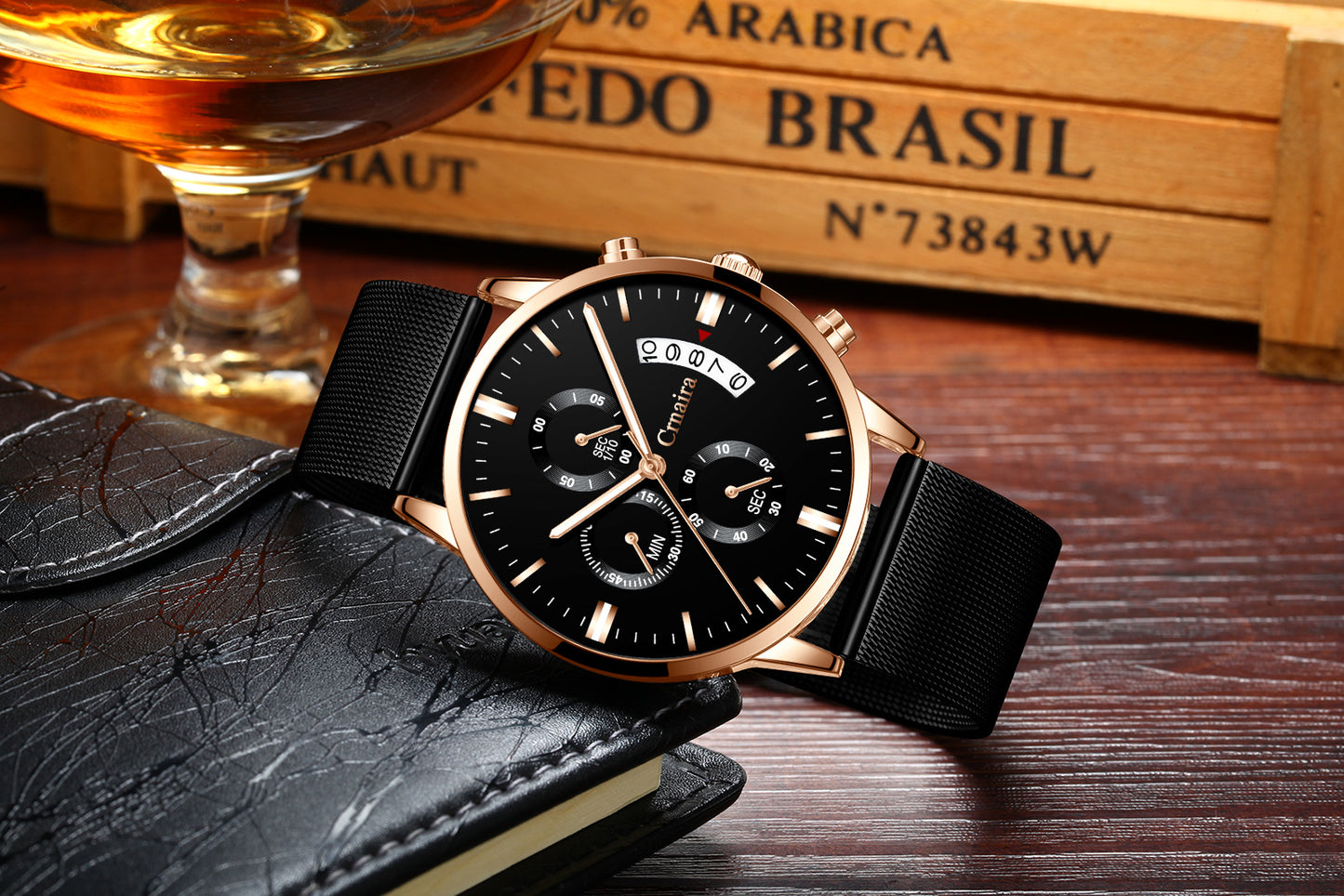 Men's Waterproof Luminous Multi-functional Diamond Quartz Watch
