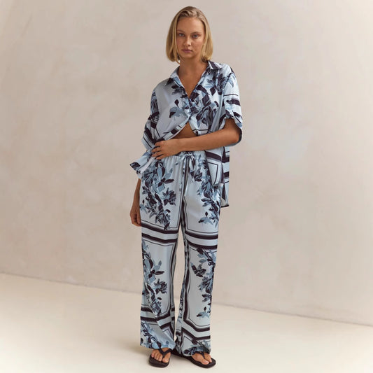 Womens Stylish Casual Printed Top And Pants Set