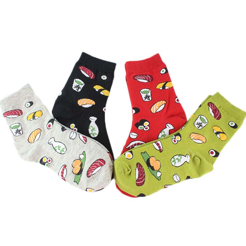 Creative Cartoon Life Food Sushi Ladies Cotton Mid-calf Length Socks Wholesale Women's Socks