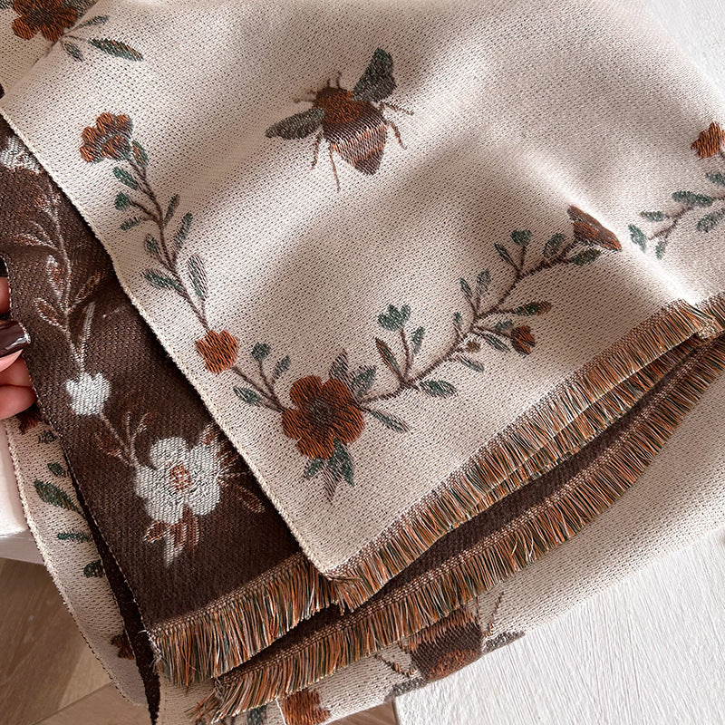 New High-grade Retro Cashmere Knitted Women's Autumn And Winter Warm Warm Shawl