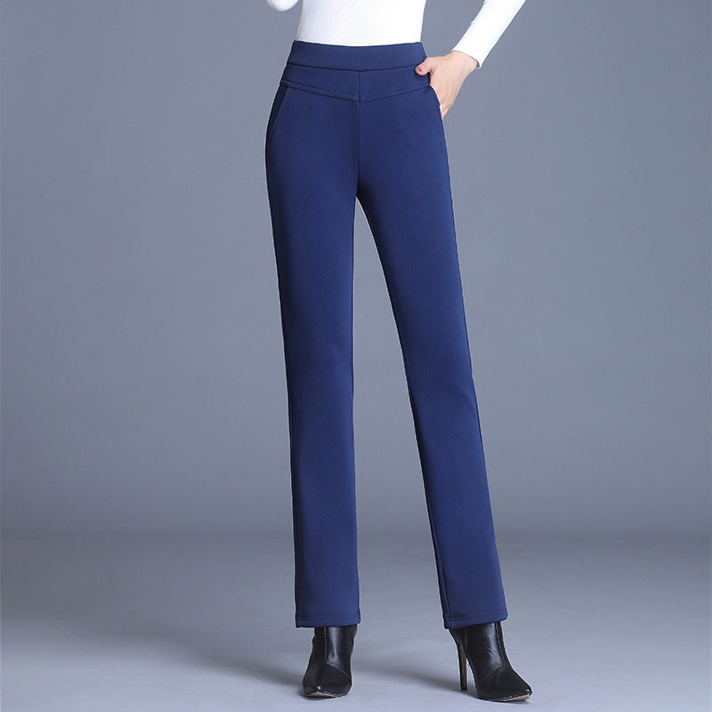 Stretch slim straight-leg pants trousers