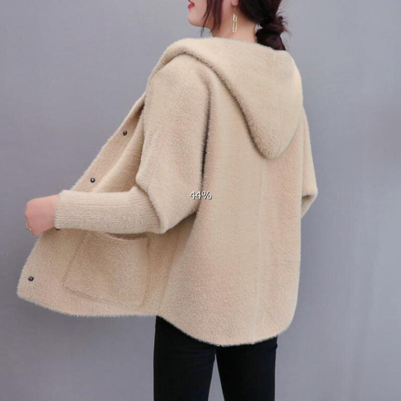 Loose All-matching Thickened Double-sided Velvet Knitted Cardigan