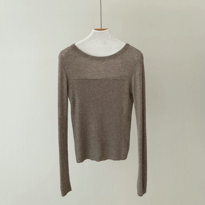 Glitter høj elastisk uld off-neck langærmet sweater