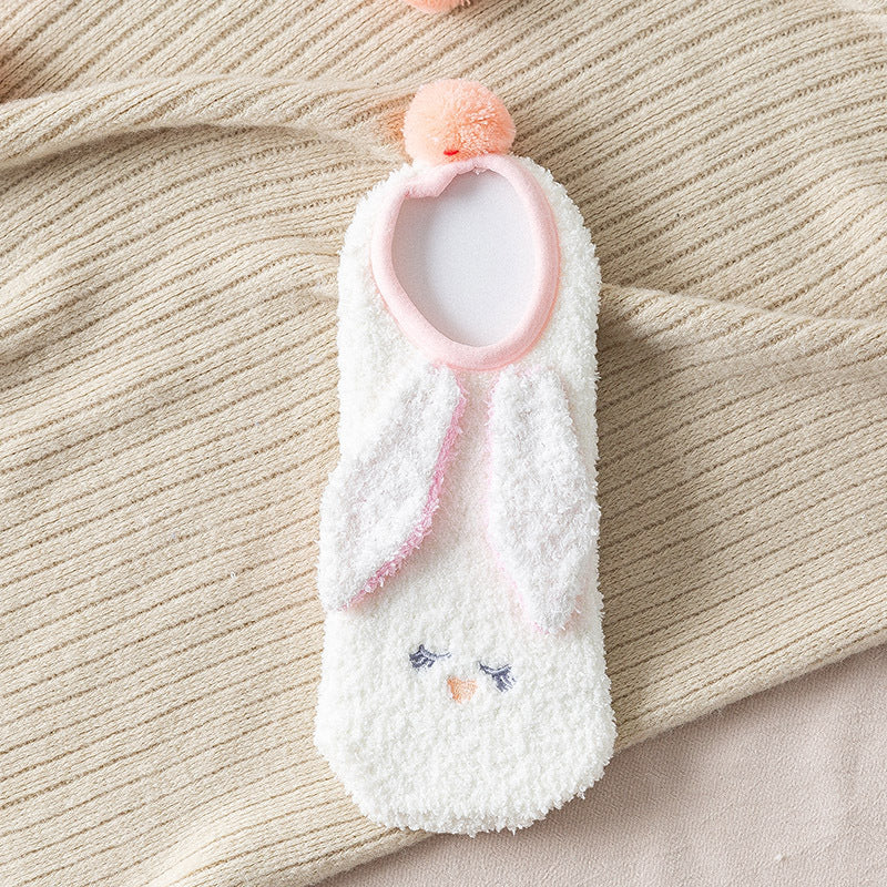 Coral fleece plus fleece padded floor boat socks