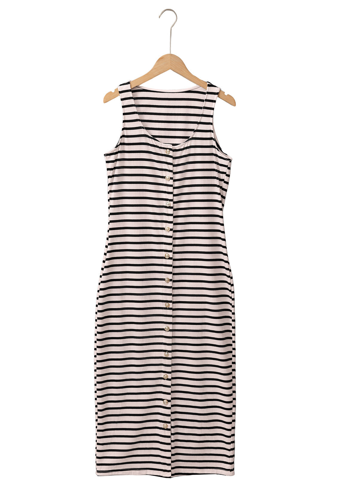 V-neck Sleeveless Single-breasted Colorblock Bodycon Cardigan Dress