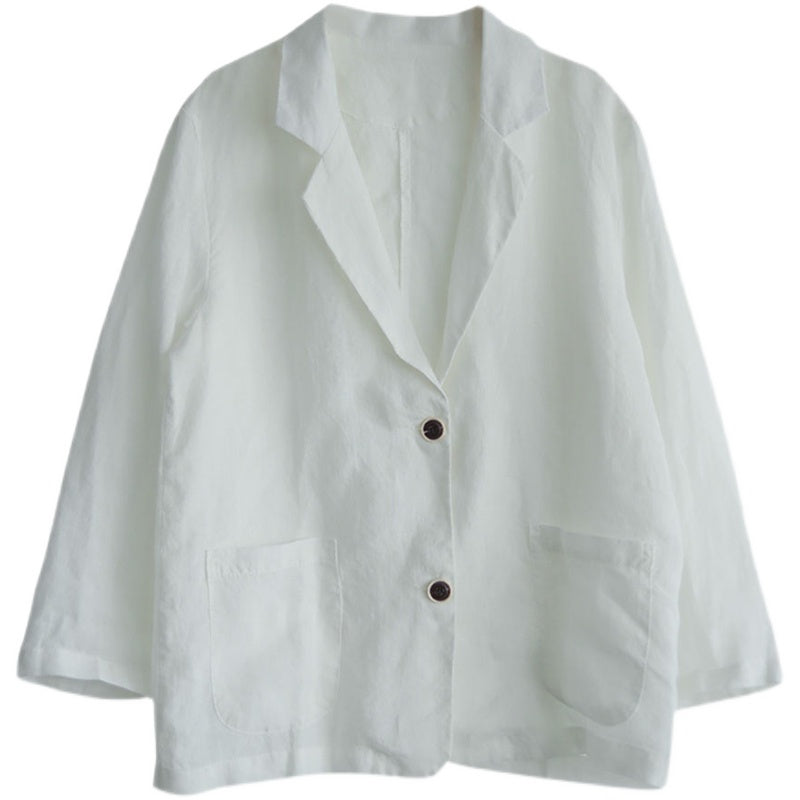 Women's Small Suit Jacket Spring Thin Casual Cotton And Linen