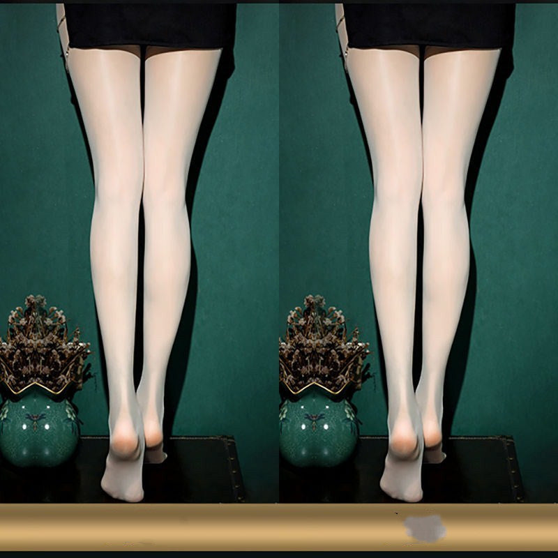 Black Sexy Oily Stockings Women's Summer Ultra-thin Pearl Shiny Gold  Crotch Bottoming Panty Socks Net Red Tide