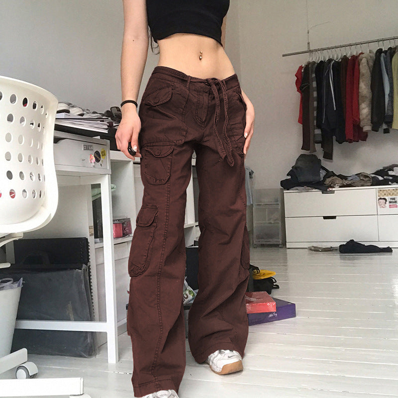 Multi-pocket Workwear Trousers Hipster Old Loose Wide Leg