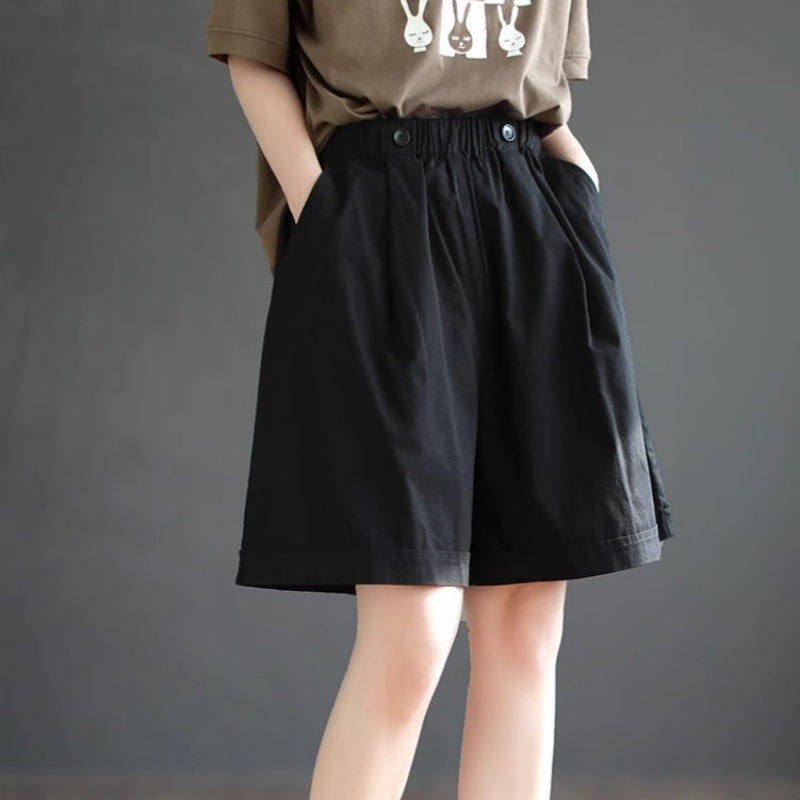 Pure Cotton Six-Color Shorts Womens Plus Size Loose Summer Retro