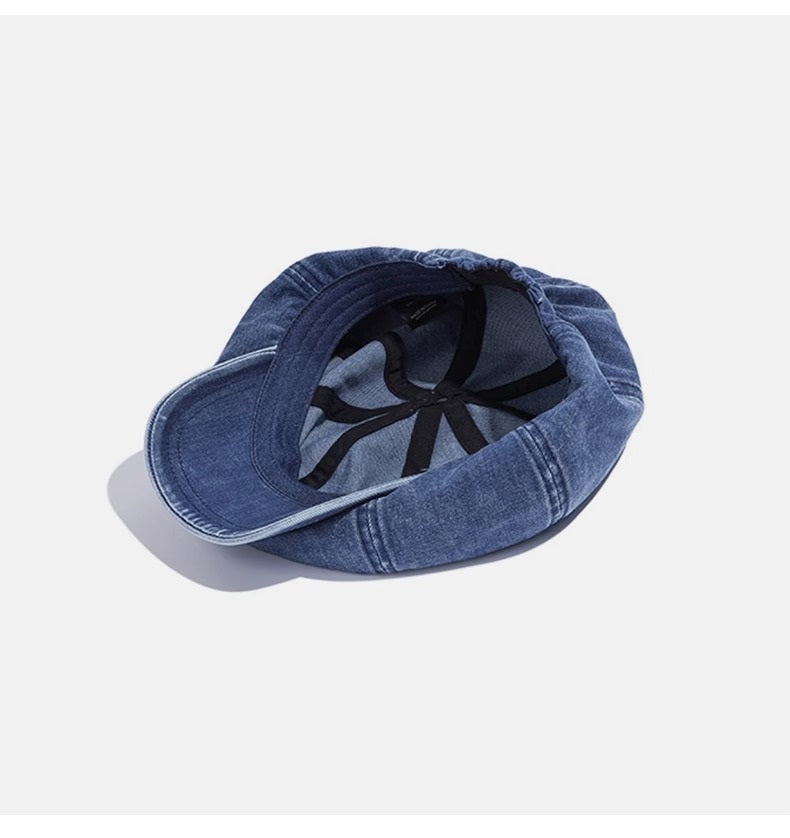 Denim Big Head Circumference Sun Protection Painter All-match Retro Octagonal Hat