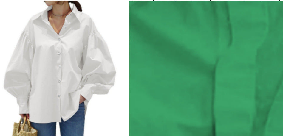 Women's Casual Shirt Lantern Sleeve Lapel Top