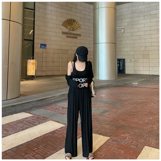 Outerwear Wide-leg Pants Vest Casual Sportswear Set