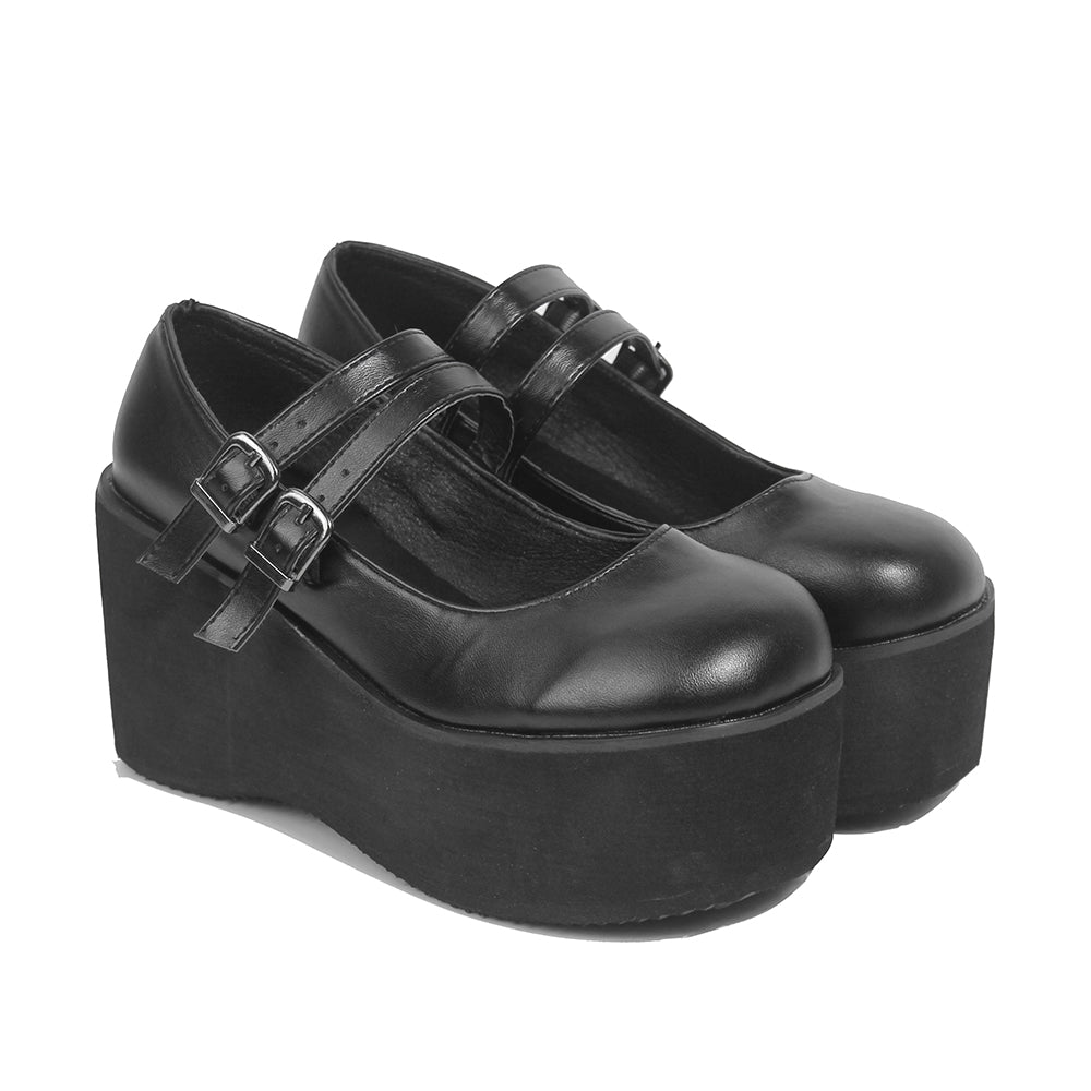 Internally Increased Wedge Heel Leather Shoes