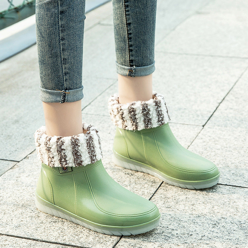 New Women's Low Tube Outdoor Candy Color Plus Cotton Water Shoes