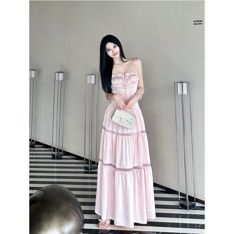 Island-Resort Style Strapless Slip Dress With Ties