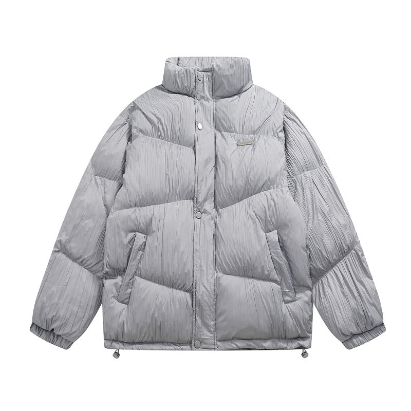 Thickened Cotton Padded Men's Plain Pleated Bread Jacket