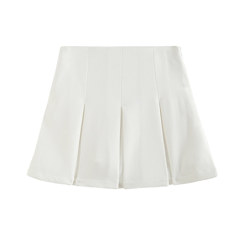 European And American Style High Waisted Wide Pleated Pants Skirt