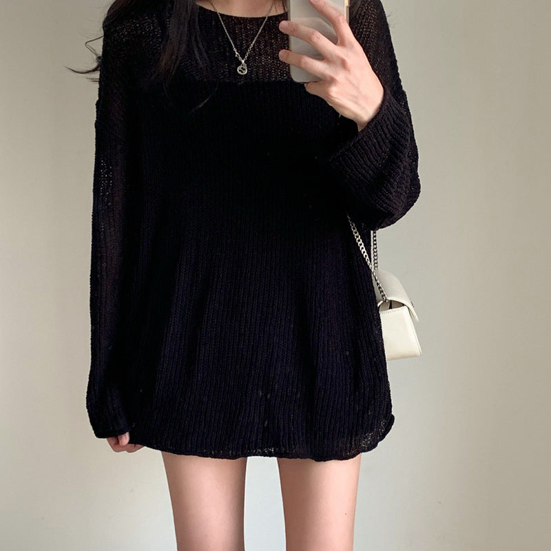 Solid Color Loose And Idle Sun Protection Long Sleeve Blouse Casual