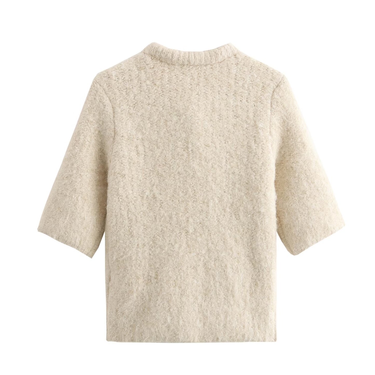Transparent Organza Bowknot Decoration Short-sleeved Sweater