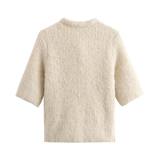 Transparent Organza Bowknot Decoration Short-sleeved Sweater