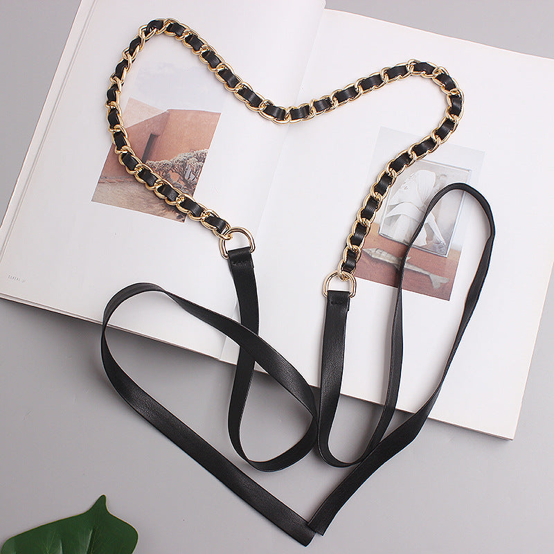Fashion Pearl Tie Rope With Bow Knot Waist Chain