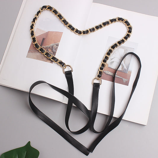 Fashion Pearl Tie Rope With Bow Knot Waist Chain