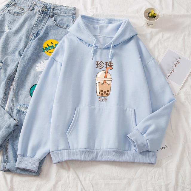 Boba Milk Tea Hoodie Front Print