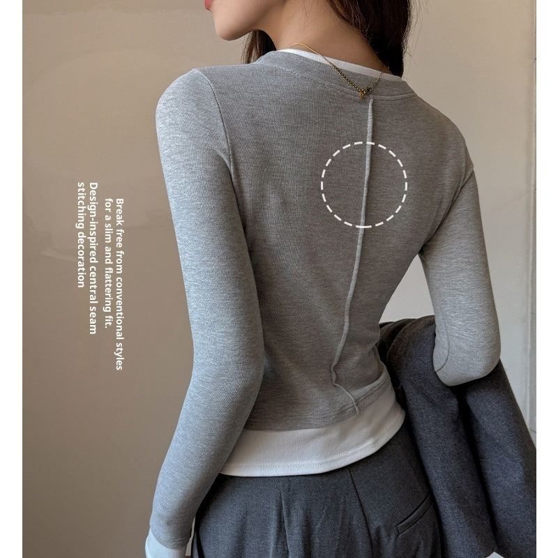 Round Neck False Two Pieces Inner Wear Women's Outer Wear High-grade Top