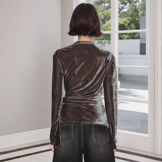 Half-open-collar Long-sleeve Base Shirt A Slim