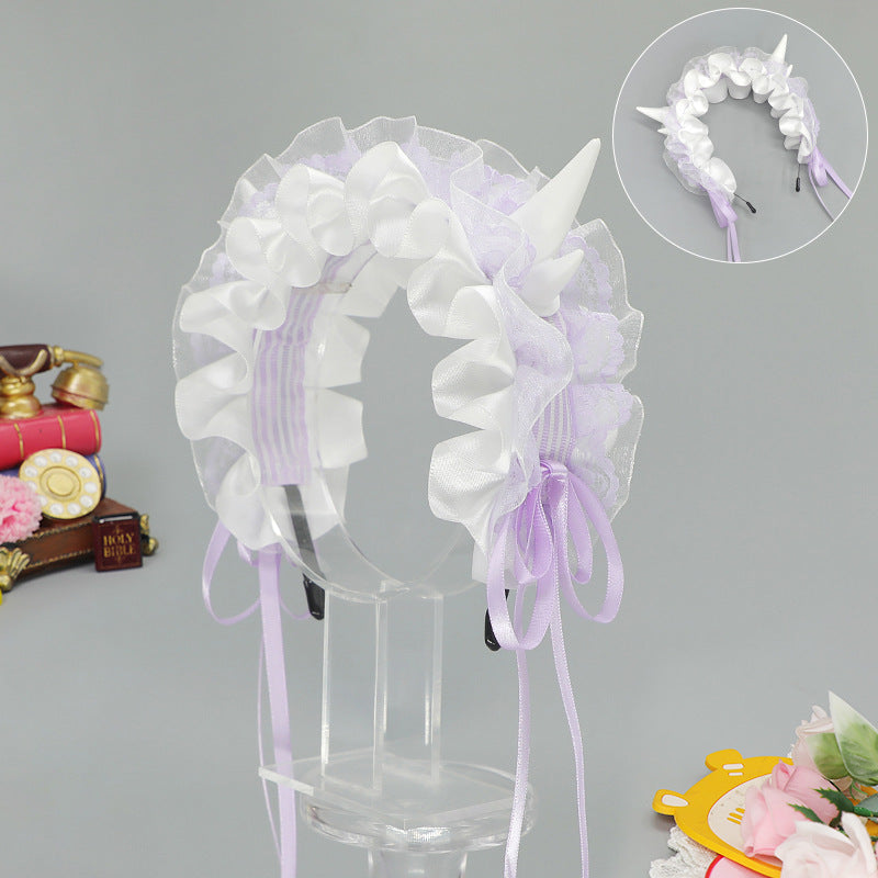 Subculture Gothic Style Devil Horn Y2g Lolita Dragon Horn Hair Band